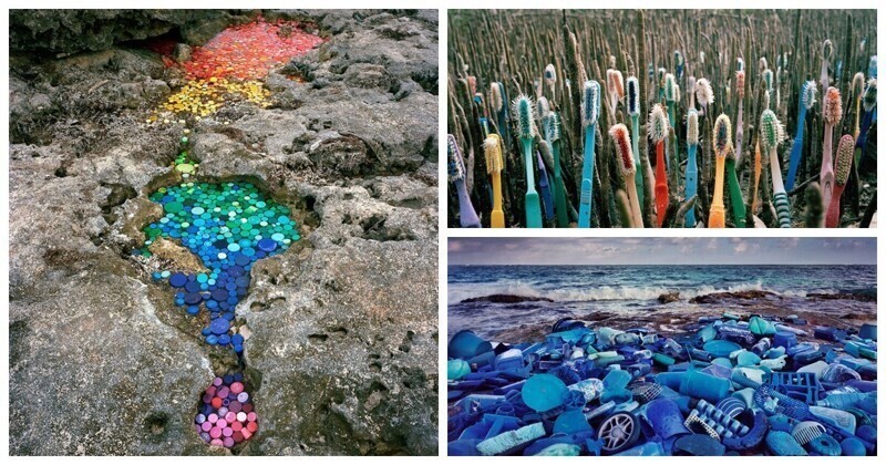 Художник создает арт-инсталляции из мусора, выброшенного на пляж