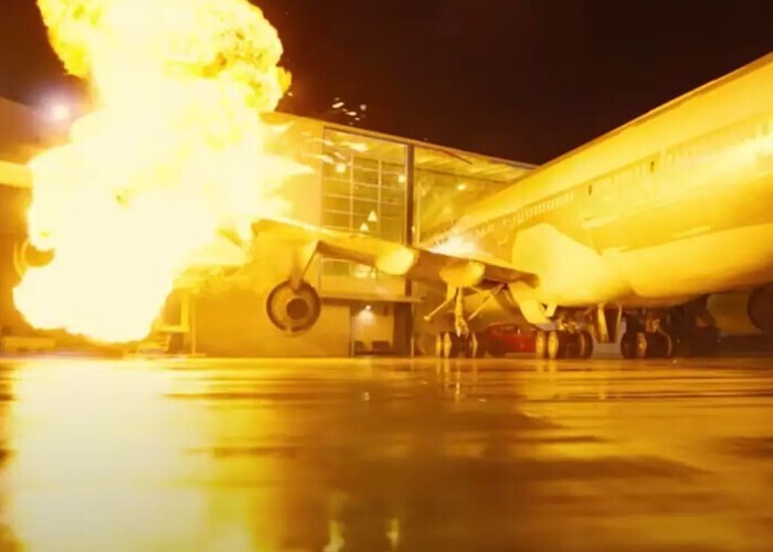 На съемках фильма "Довод" взорвали настоящий самолет. Режиссер Кристофер Нолан решил, что это будет дешевле использования пластиковой модели или CGI-эффектов