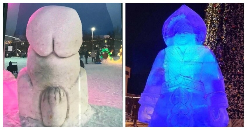 «Сзади он – да, не очень выглядит»: в сибирском городе поставили необычную новогоднюю скульптуру
