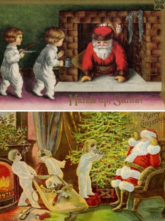 Странные новогодние ретро-открытки с нотками психоделики