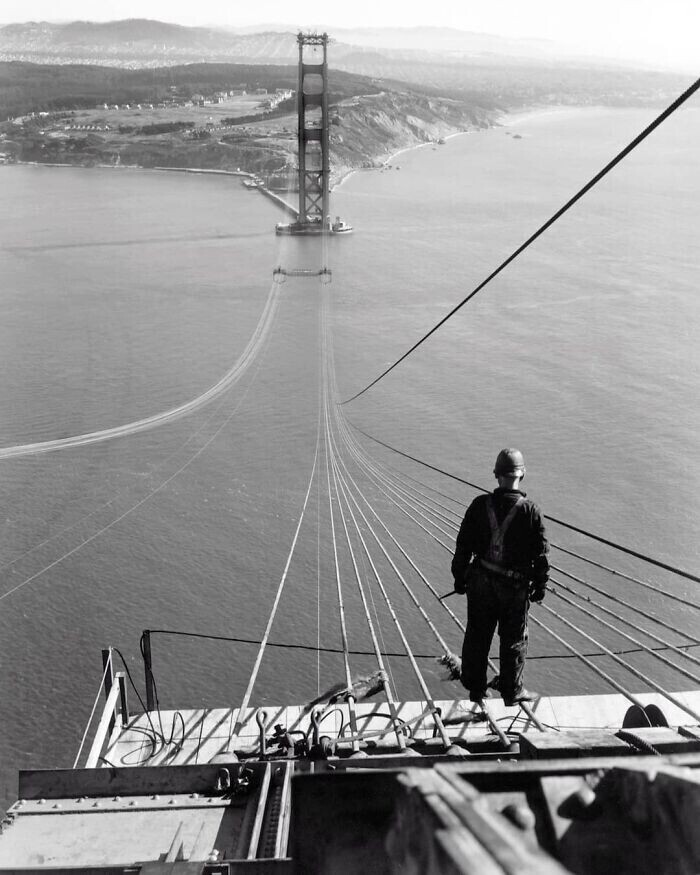 Строительство моста "Золотые ворота" в Сан-Франциско, 1935
