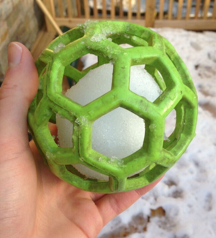35. "Моя собака вынесла свою игрушку на улицу и внутри образовался снежок"