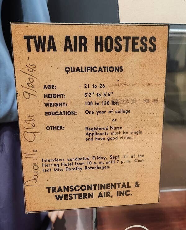 4. Требования к найму стюардесс американской авиакомпании Trans World Airlines в 1940-е годы