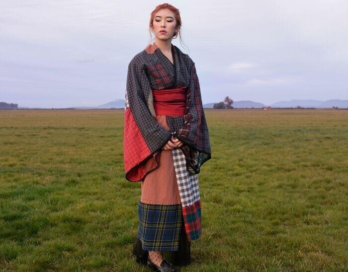 "Я наполовину шотландка, наполовину японка. Сделала своими руками это кимоно из мужской одежды"
