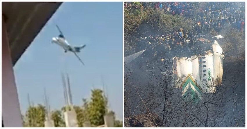 Момент крушения пассажирского самолёта в Непале попал на видео