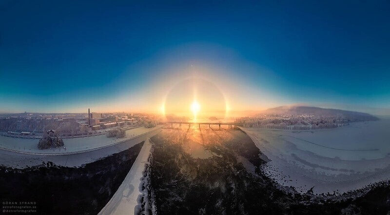 Фотограф запечатлел идеальное гало за полярным кругом
