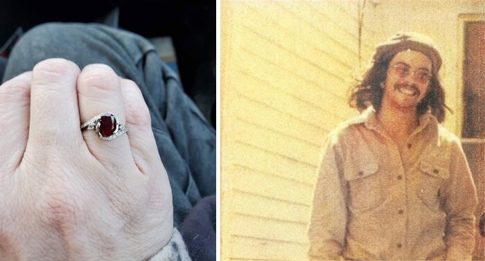 20. "Я искал именно это кольцо более 20 лет! Наконец нашел на Ebay! На фото кольцо сегодня и моя любимая фотография моего папы".