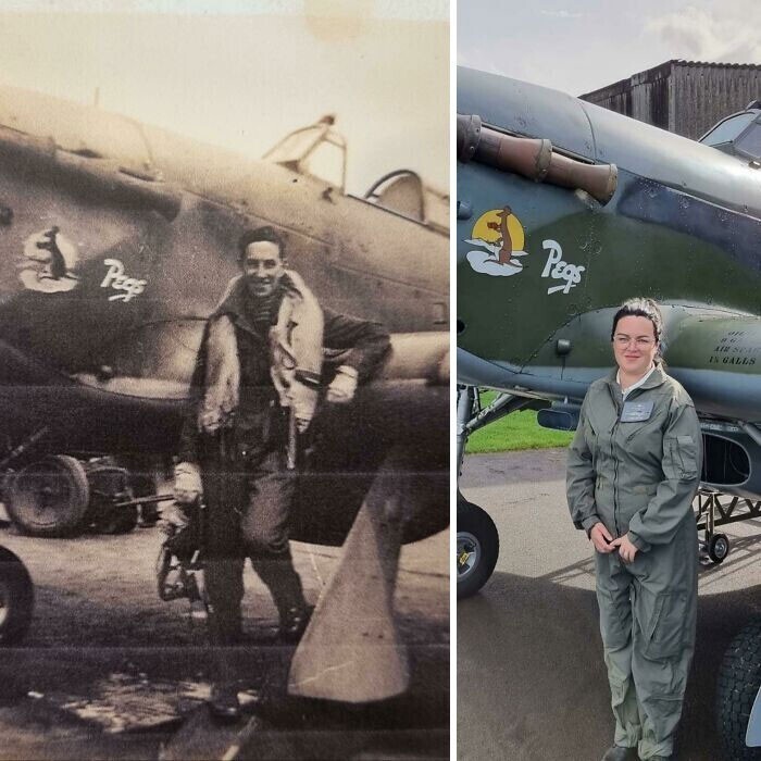 2. "Сегодня я полечу на восстановленном истребителе Hurricane времен Второй мировой войны, на котором летал мой дедушка!"