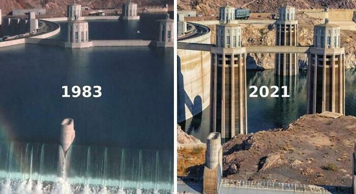17. Озеро Мид (водохранилище в Неваде), 1983 год и 2021 год