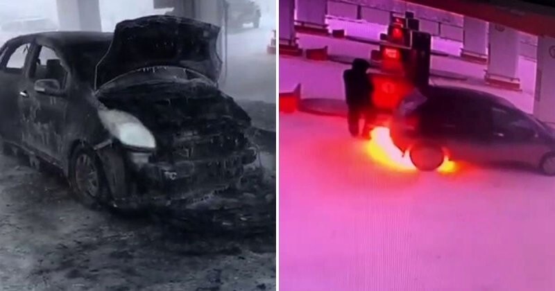 В Якутске на заправке загорелся автомобиль: мужчина чудом не пострадал