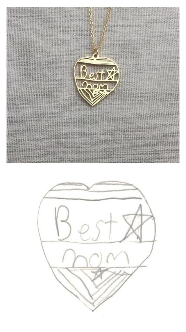 Я смастерила это ожерелье для мамы, используя работу 5-летней сестры