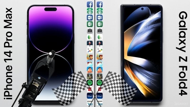Samsung Z Fold 4 оказался быстрее iPhone 14 Pro Max (видео)