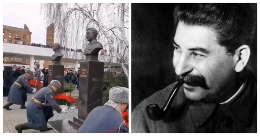 Волгоград переименовали в Сталинград и поставили бюст в честь вождя народов