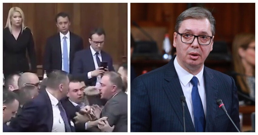 В Сербии депутаты устроили драку во время обсуждения санкций против России