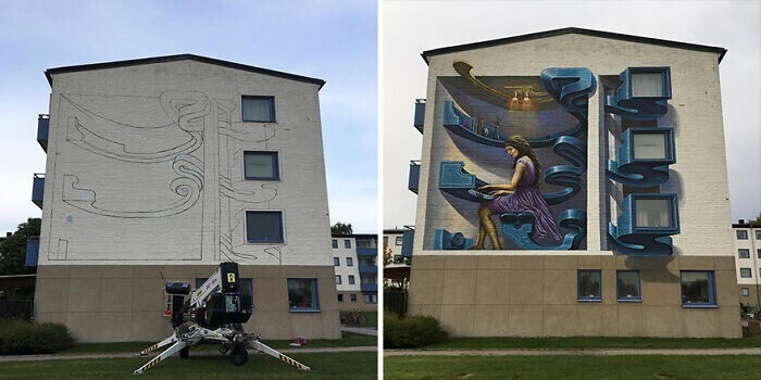 Художник превращает неприметные здания в произведения искусства