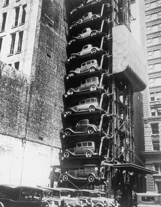 Удивительные парковочные лифты для машин 30-х годов