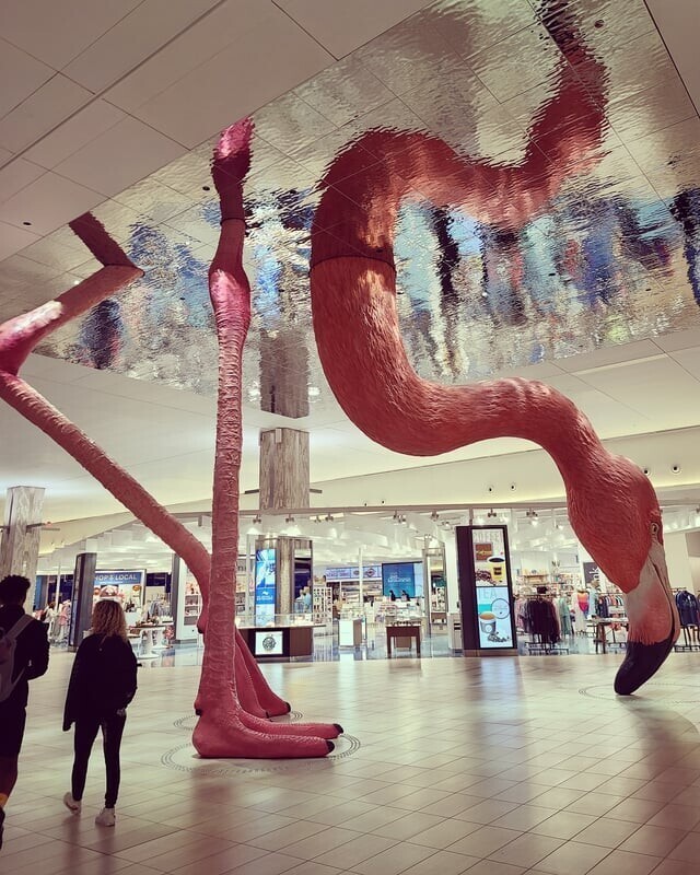 Гигантская скульптура фламинго в аэропорту Тампы