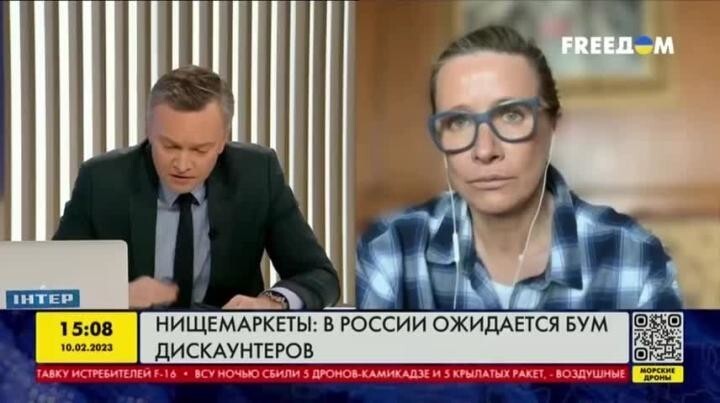Иноагент Белоцерковская рассказывает на украинском ТВ про российские магазины 