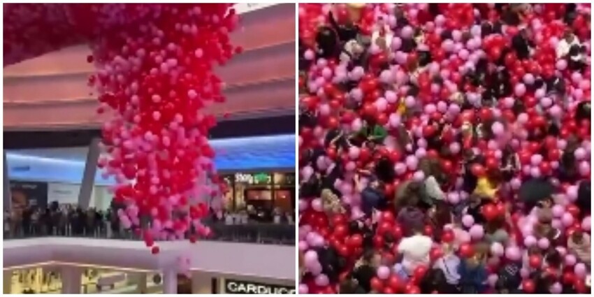Экология? Не слышали! В столичном ТЦ на посетителей высыпали 40 тысяч воздушных шаров