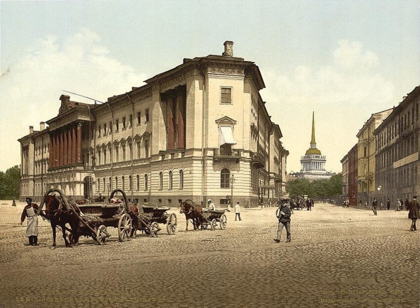 Адмиралтейство, Санкт-Петербург. Фотохромная открытка Российской империи в конце 19-го – начале 20-го века