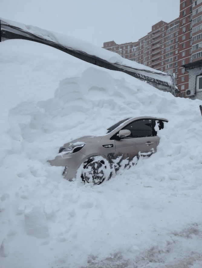 Что будет, если вовремя не освободить автомобиль из снежного плена
