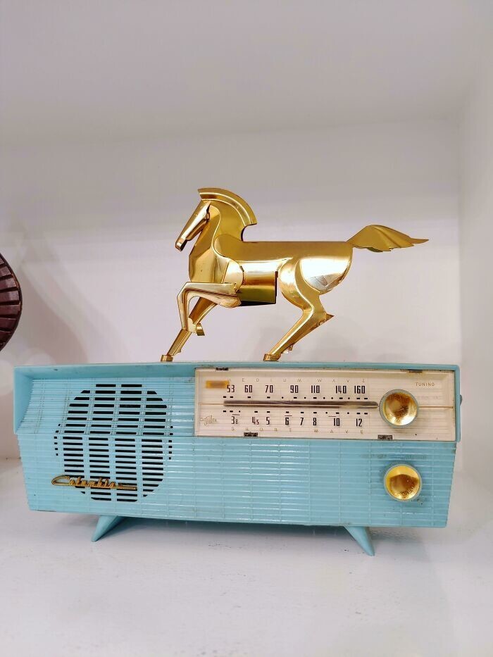 3. "Купил сегодня винтажное радио. Отлично смотрится с фигуркой лошади, которую я добыл в комиссионке"