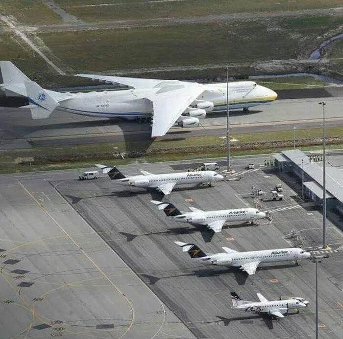 14. Разница между размерами большого самолета и обычными самолетами