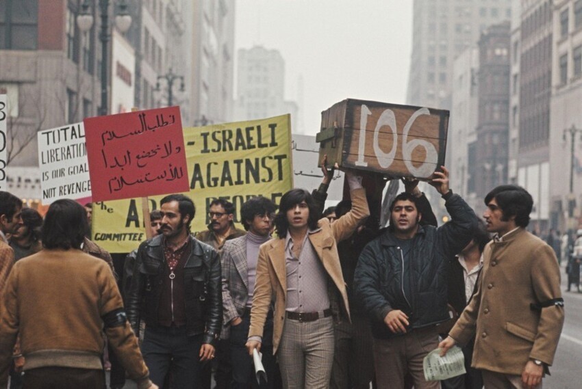 Февраль 1973 года. Детройт. Протест против сбития Израилем самолета Boeing 727 рейса 114 Ливийских арабских авиалиний.