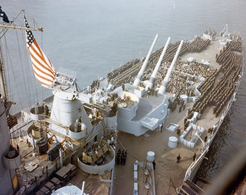 Церемония ввода в эксплуатацию USS Iowa, военно-морская верфь Нью-Йорка, Нью-Йорк, Соединенные Штаты, 22 февраля 1943 года