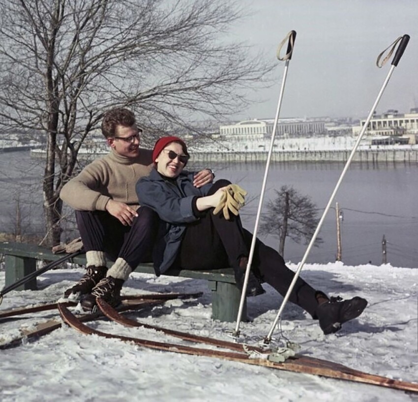Отдых на Ленинских горах в Москве, 1963 год