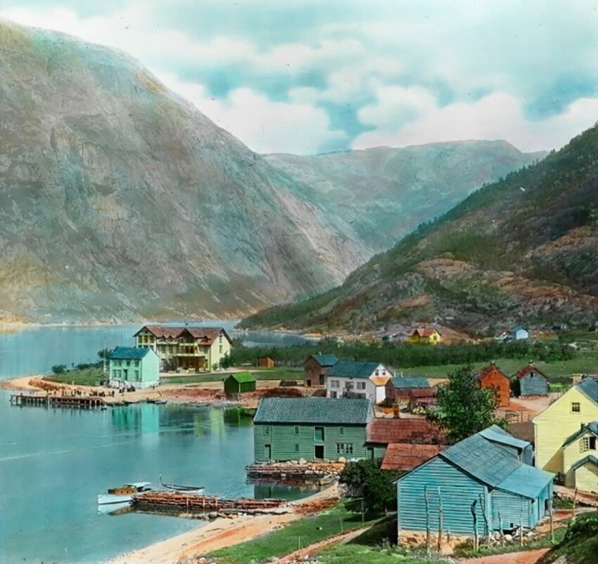 Панорама города Эйдфьорда. Норвегия. 1900 год