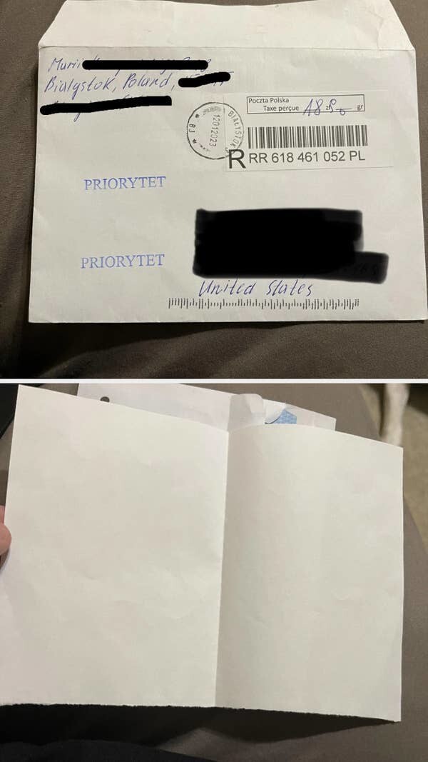 Житель Техаса получил письмо от незнакомца из Польши, в котором лежал лишь пустой лист бумаги. К - Конспирология