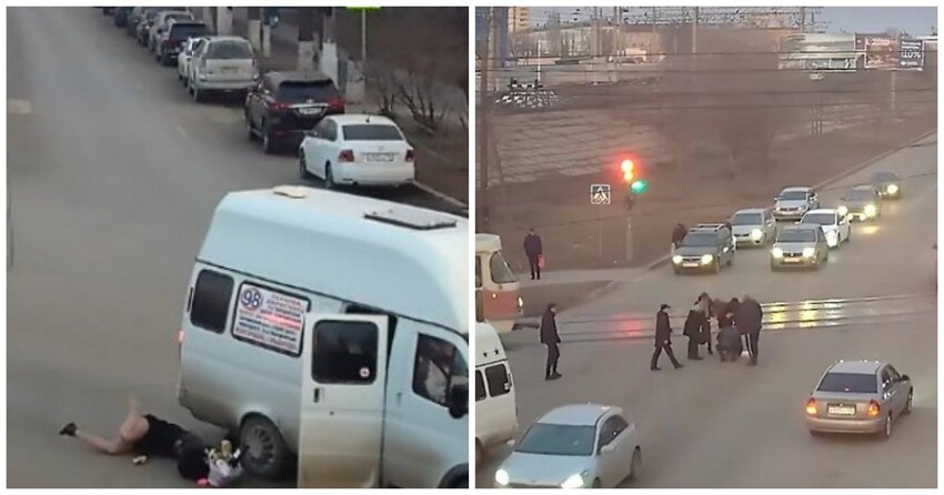 В Волгограде во время движения из маршрутки выпала девушка