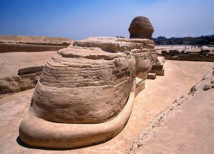 “Обратная сторона” древнеегипетской скульптуры Большого Сфинкса в долине Гиза