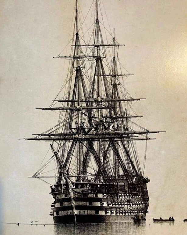 Линейный корабль Британия о 120 пушках, построен после Наполеоновских войн, участвовал в осаде Севастополя в Крымскую, дожив в качестве учебного корабля и госпиталя до 1869 год
