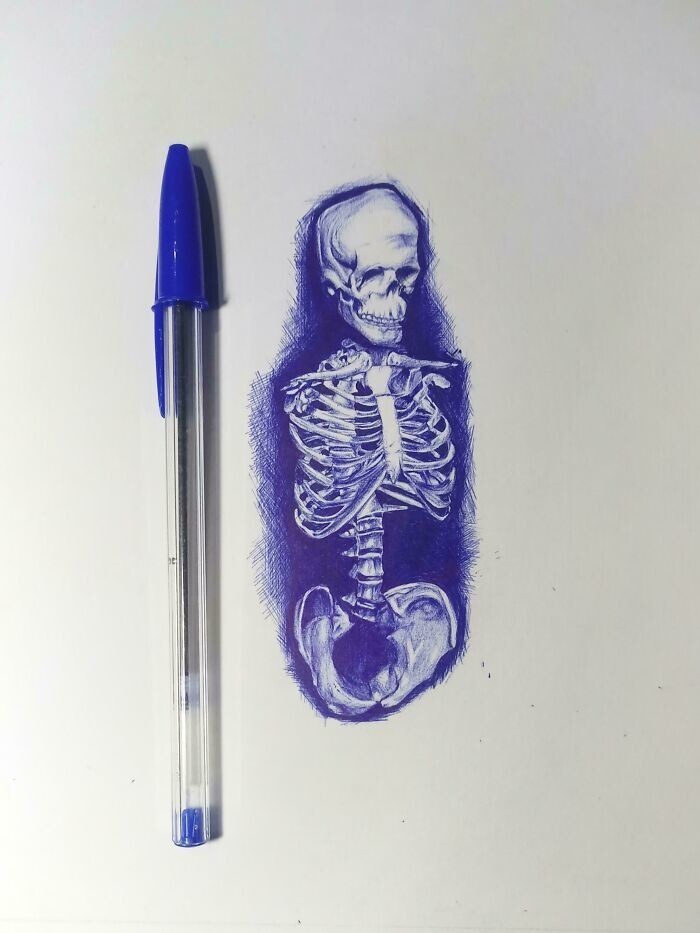"Я нарисовал скелет шариковой ручкой"