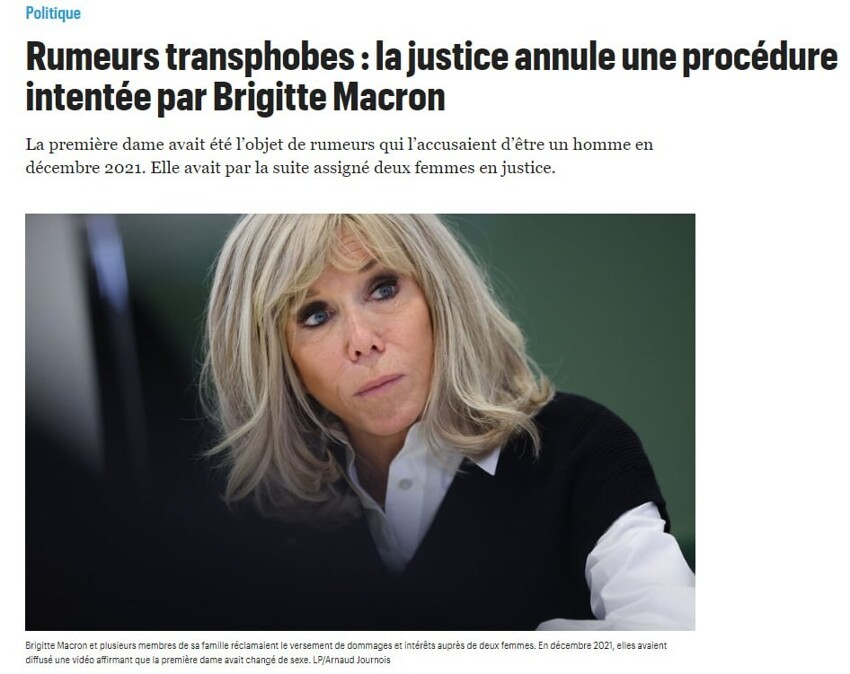 Суд в Париже отклонил иск жены президента Франции к женщинам, которые заявляли, что она трансгендер
