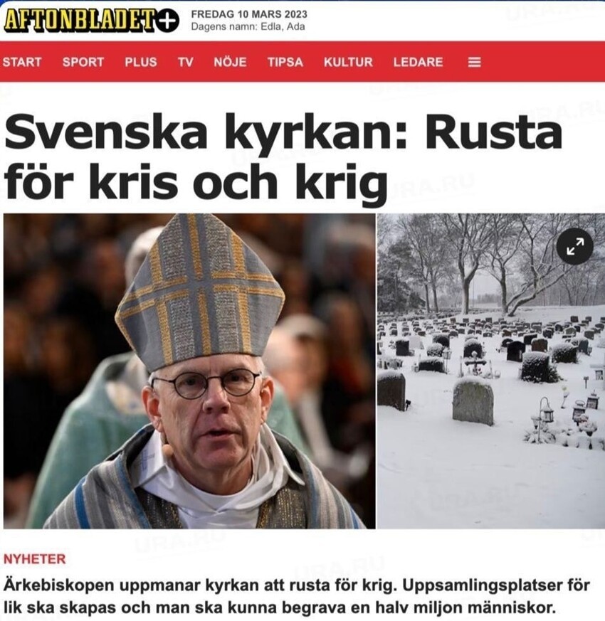 В Швеции призвали вырыть 500 тыс. могил на случай войны с Россией