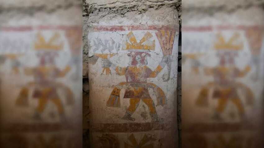 В Перу обнаружена 1400-летняя фреска с двухголовыми мужчинами