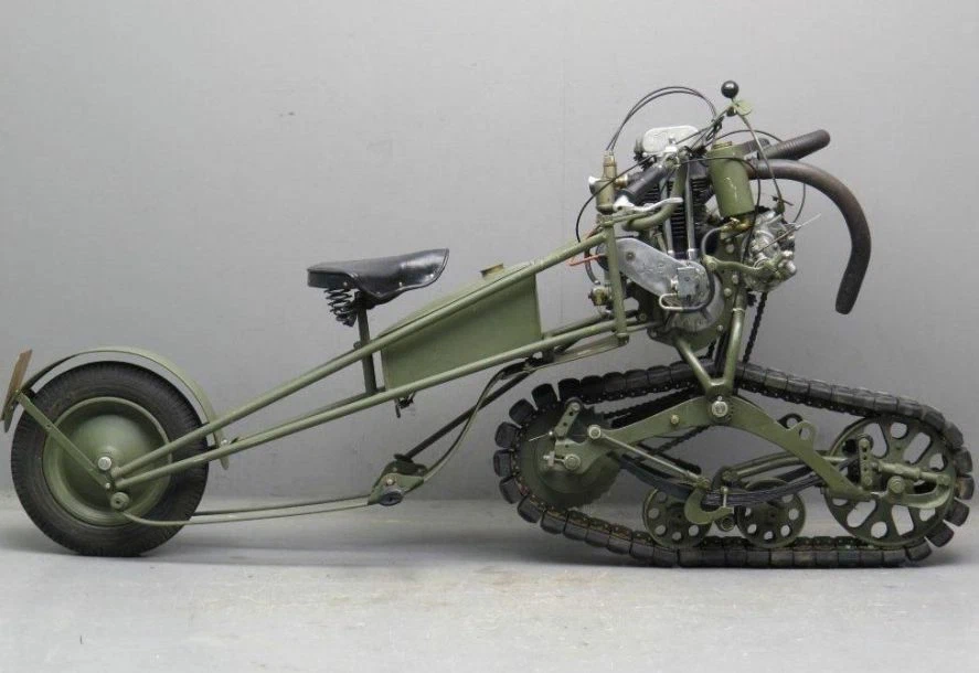 Mercier - уникальный мотоцикл с передней ведущей гусеницей