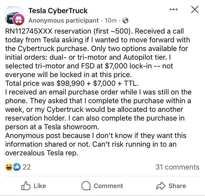 Tesla Cybertruck оказалась дороже, чем ожидалось