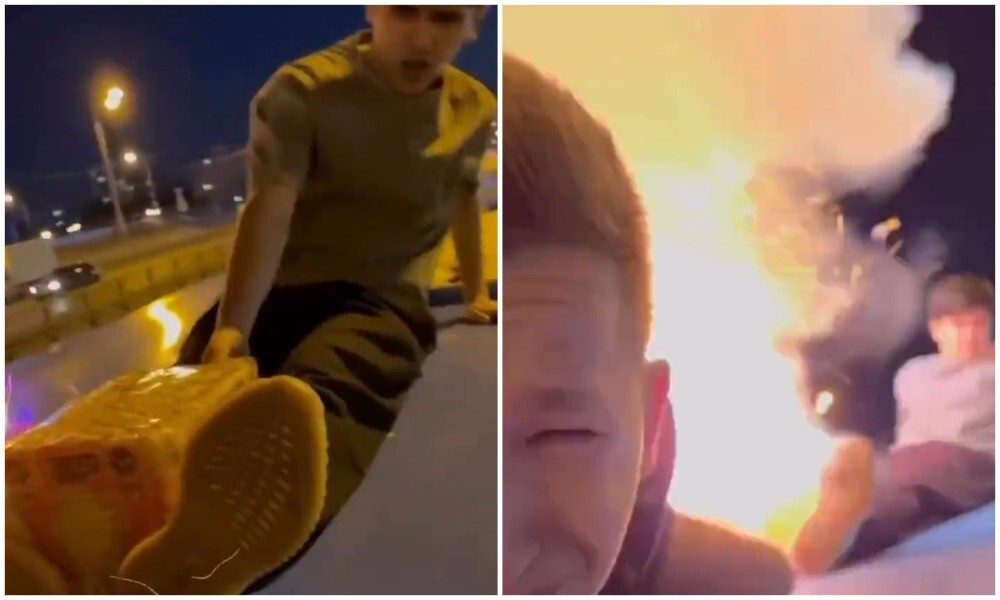 Подростки устроили салют с крыши движущегося автобуса