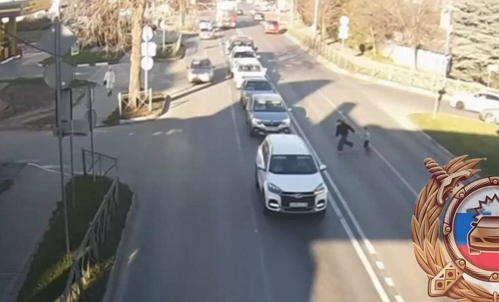 Сестра "перевела" брата через дорогу