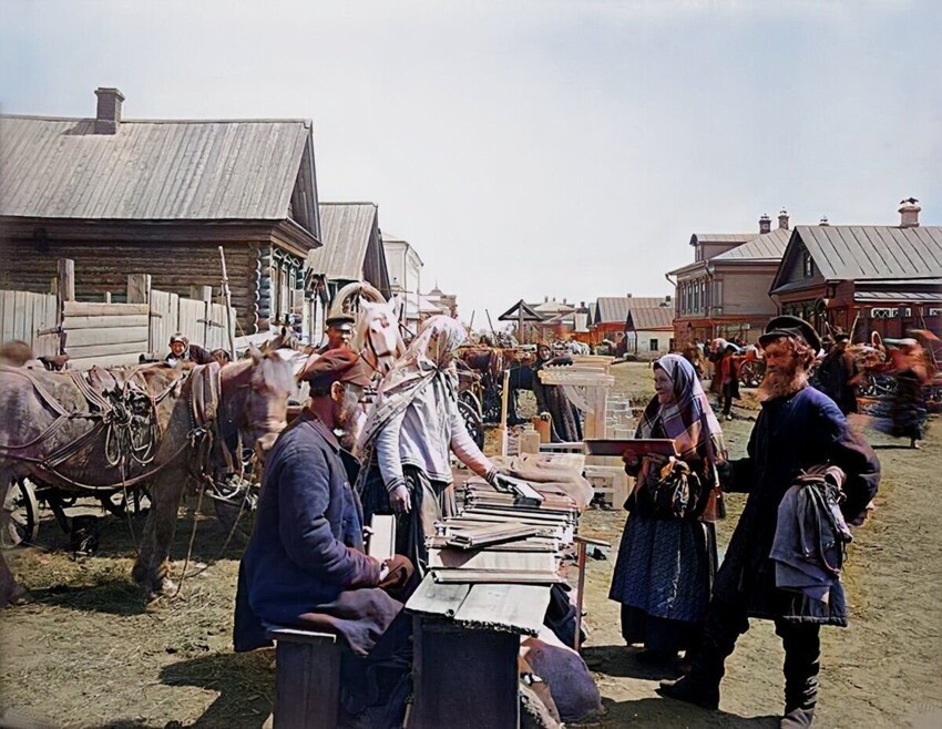 Базар в селе Бор, 1894 год.