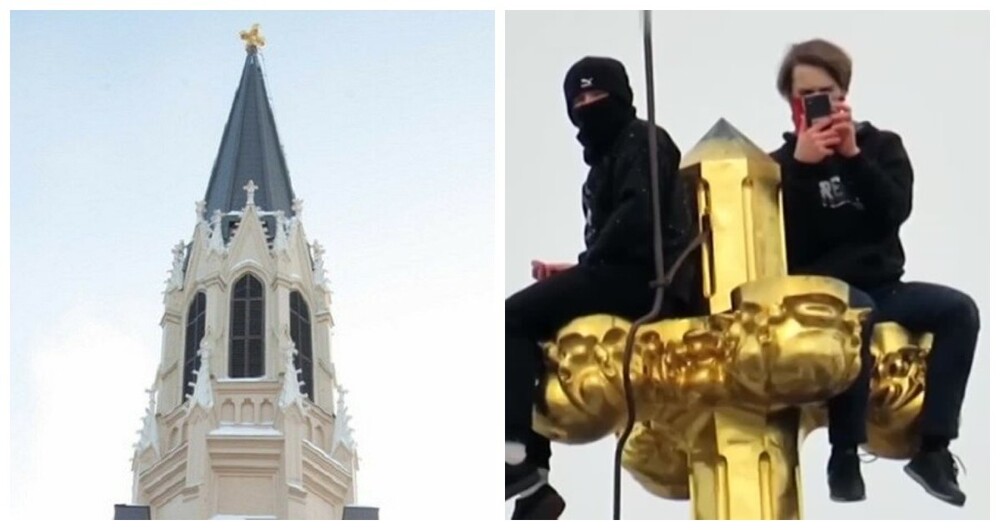 В петербургской церкви пожелали «ума побольше» руферам, взобравшимся на шпиль храма