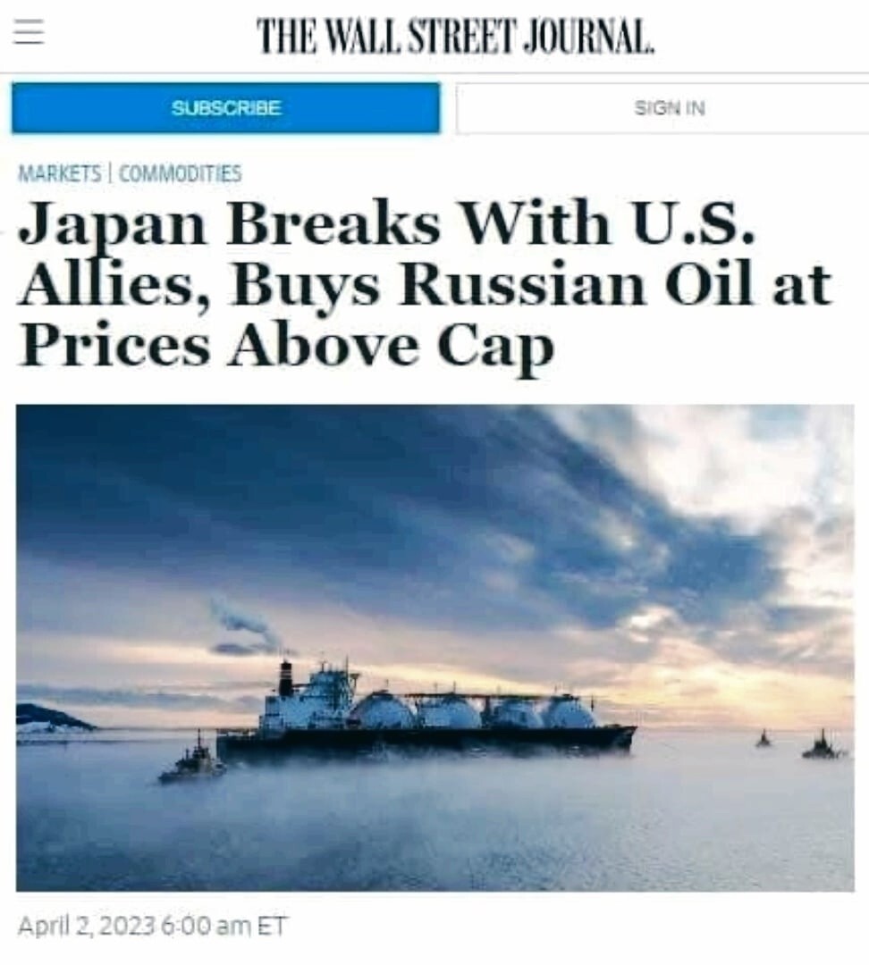 Еще и японцы. Япония нарушила соглашение с США и союзниками и купила русскую нефть по цене выше установленного потолка