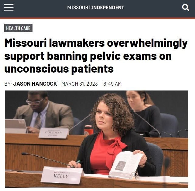Законодатели Миссури запретили врачам и студентам лазить в жопы пациентам, пользуясь тем, что те без сознания.  Местный сенат проголосовал за это единогласно. Законодатели были шокированы рассказами жителей штата, которые уже постфактум узнали, что в