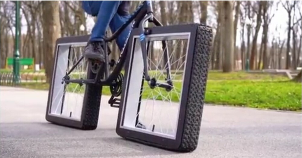 Велосипед с "квадратными" колёсами