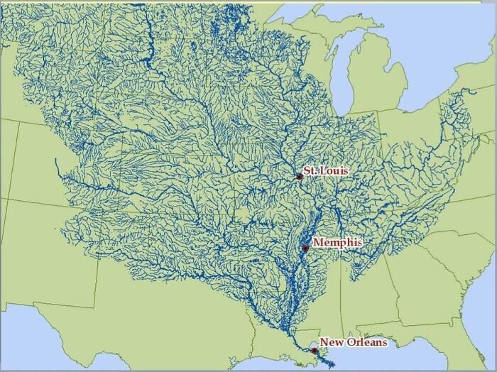 26. Река Миссисипи и её многочисленные притоки
