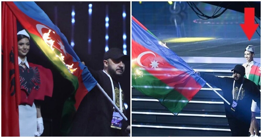 В Ереване провокатор поджёг флаг Азербайджана на открытии чемпионата Европы